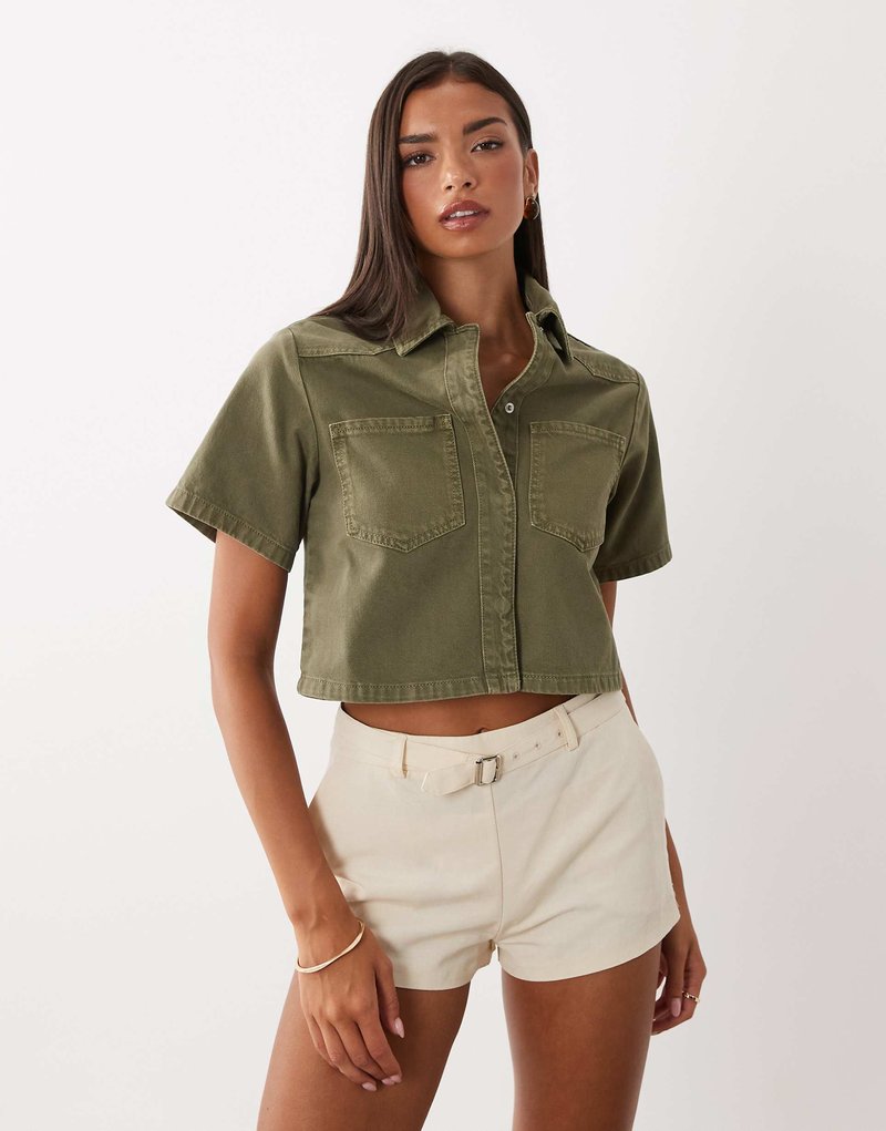 Real photo, model wearing womenswear shirt