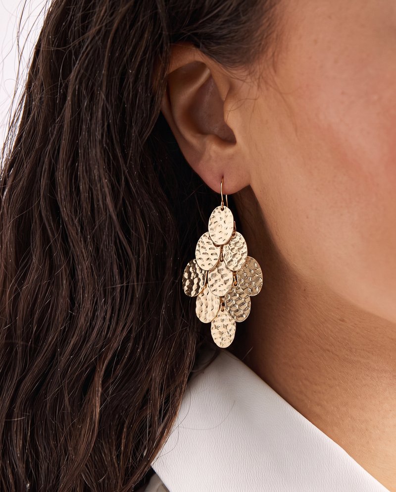 AI-generated close-up, model wearing the same statement earring